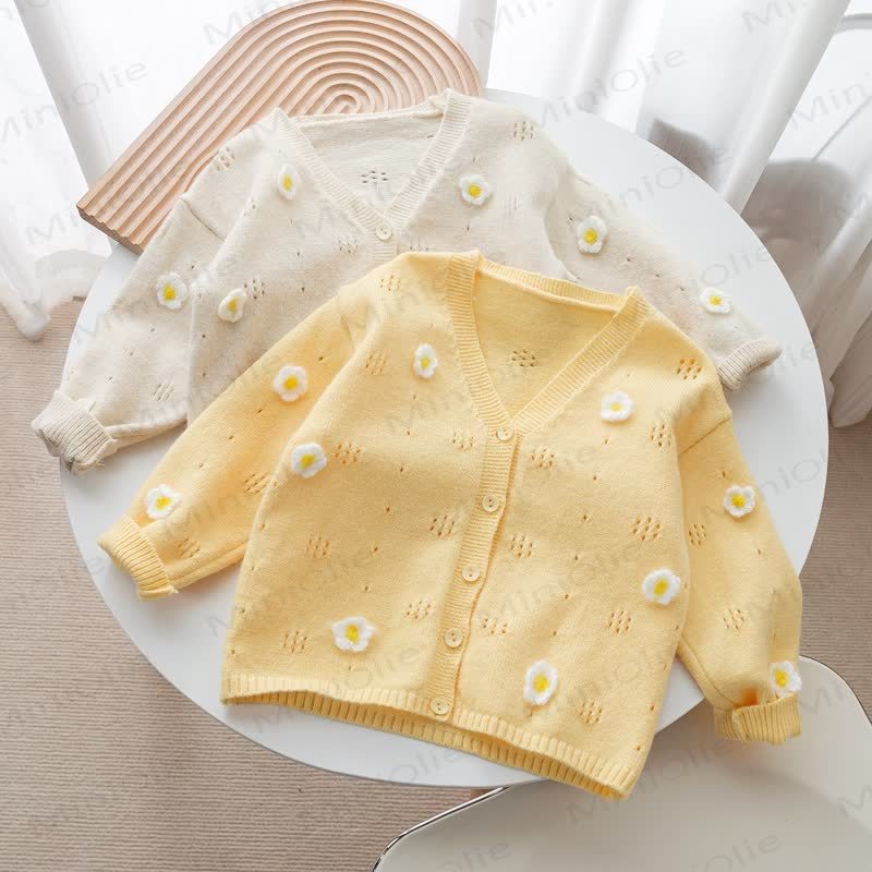 Toddler Floral Knit V- Neck Cardigan - image 5