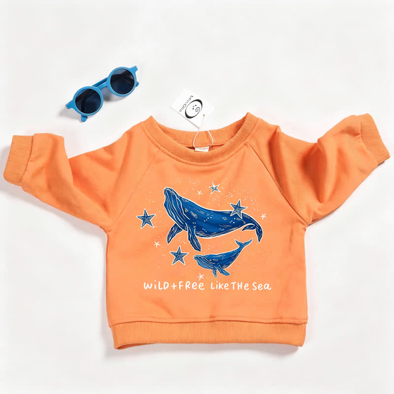 WILD+FREE LIKE THE SEA Baby Toddler Whale Orange Sweatshirt - Orange - 3-5T - image 1