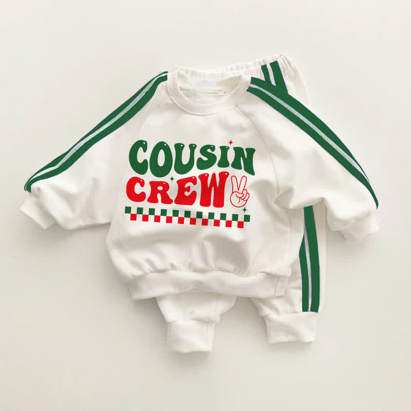 COUSIN CREW Baby Toddler Slogan Green Striped 2-piece Set - White&Green - 3-5T - image 1