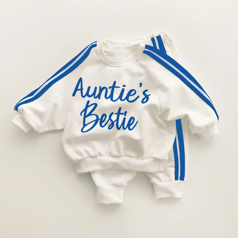 AUNTIE'S BESTIE Baby Blue Striped 2-piece Set - White&Blue - 3-5T - image 1