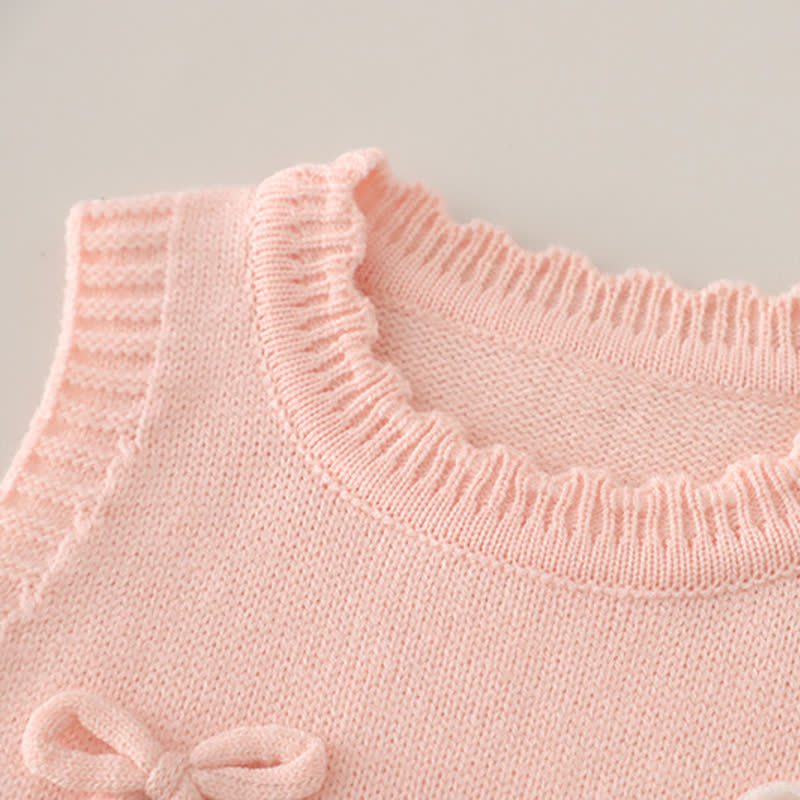 Toddler Baby Girl Floral Knit Denim 3-piece Set - image 6