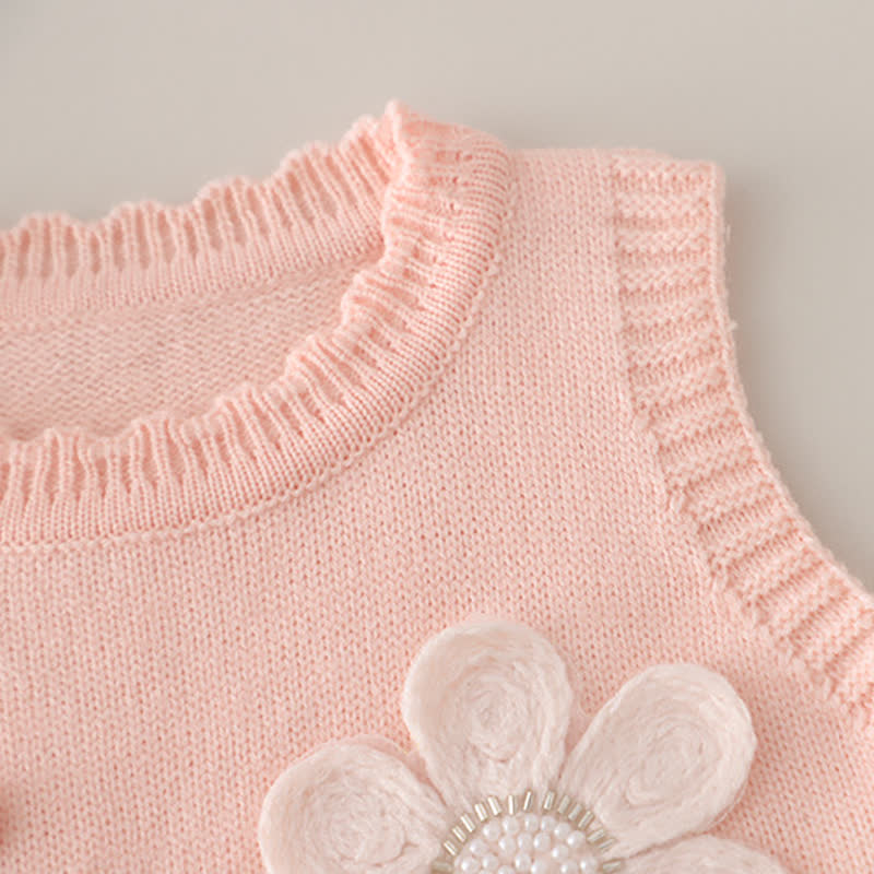 Toddler Baby Girl Floral Knit Denim 3-piece Set - image 7