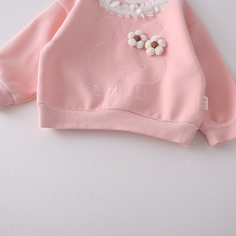 SMILE Toddler Baby Girl Flower Bunny Top and Denim Pants 2-piece Set - image 7
