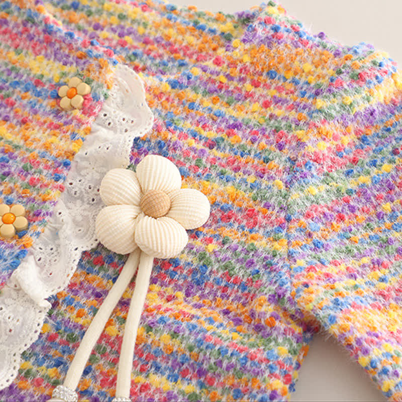 Toddler Girl Flower Patch Cardigan and Denim 3-piece Set - image 6