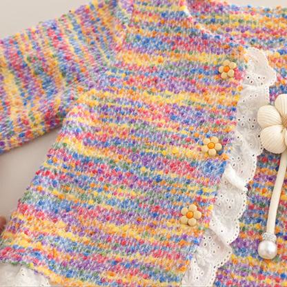 Toddler Girl Flower Patch Cardigan and Denim 3-piece Set - image 7