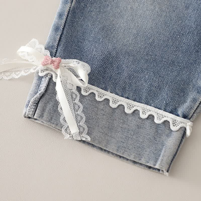 Toddler Baby Girl Lace Heart Sweatshirt and Denim Pants 2-piece Set - image 12