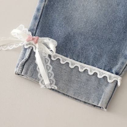 Toddler Baby Girl Lace Heart Sweatshirt and Denim Pants 2-piece Set - image 12
