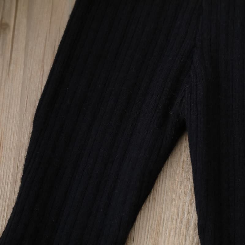 Toddler Girl Solid Color High Waist Ribbed Flare Pants - image 6
