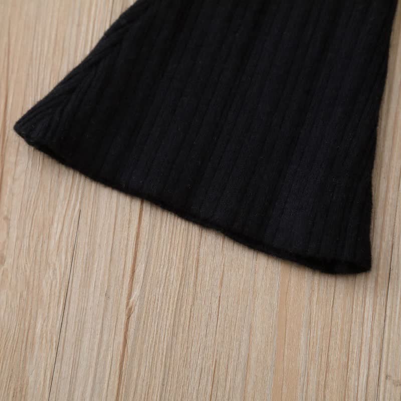 Toddler Girl Solid Color High Waist Ribbed Flare Pants - image 7