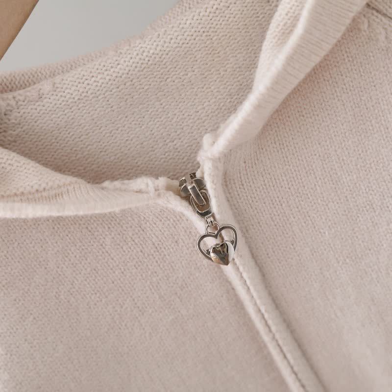 LOVE Toddler Girl Cozy Hooded Zip Knit Top and Pants 2-piece Set - image 6