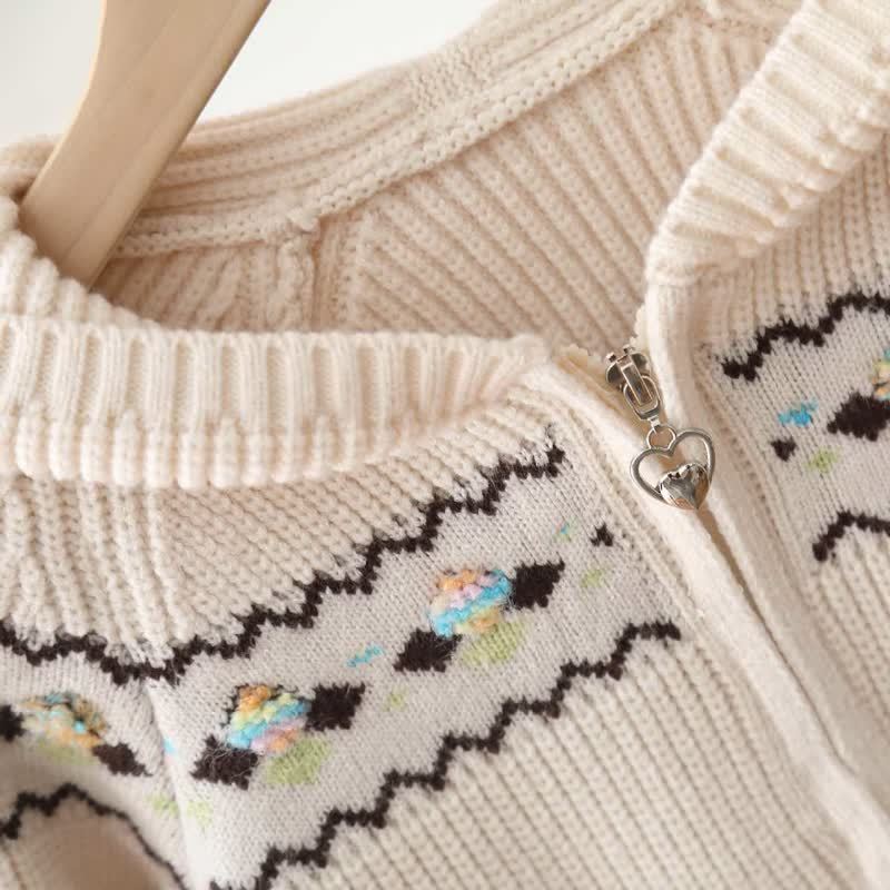 Toddler Girl Nordic Knit Hooded Cardigan and Pants 2-piece Set - image 6
