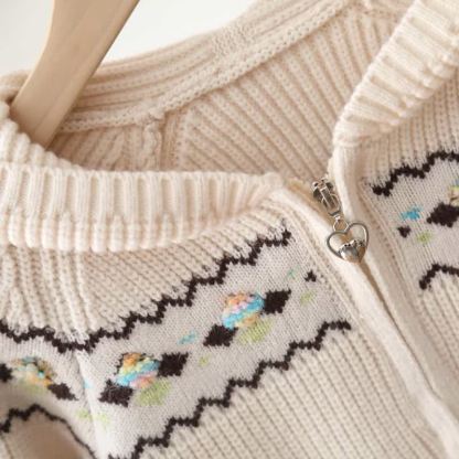 Toddler Girl Nordic Knit Hooded Cardigan and Pants 2-piece Set - image 6