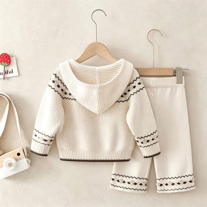 Toddler Girl Nordic Knit Hooded Cardigan and Pants 2-piece Set - image 5