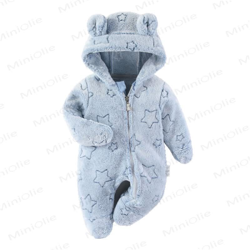 Baby Fleece Hooded Bear Ear Footed Romper - image 3