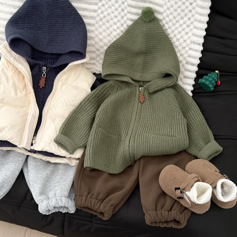 Baby Hooded Ribbed Knit Zip Up Cardigan - image 7