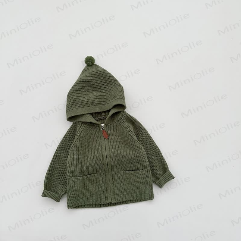 Baby Hooded Ribbed Knit Zip Up Cardigan - Green - 3-4T - image 3