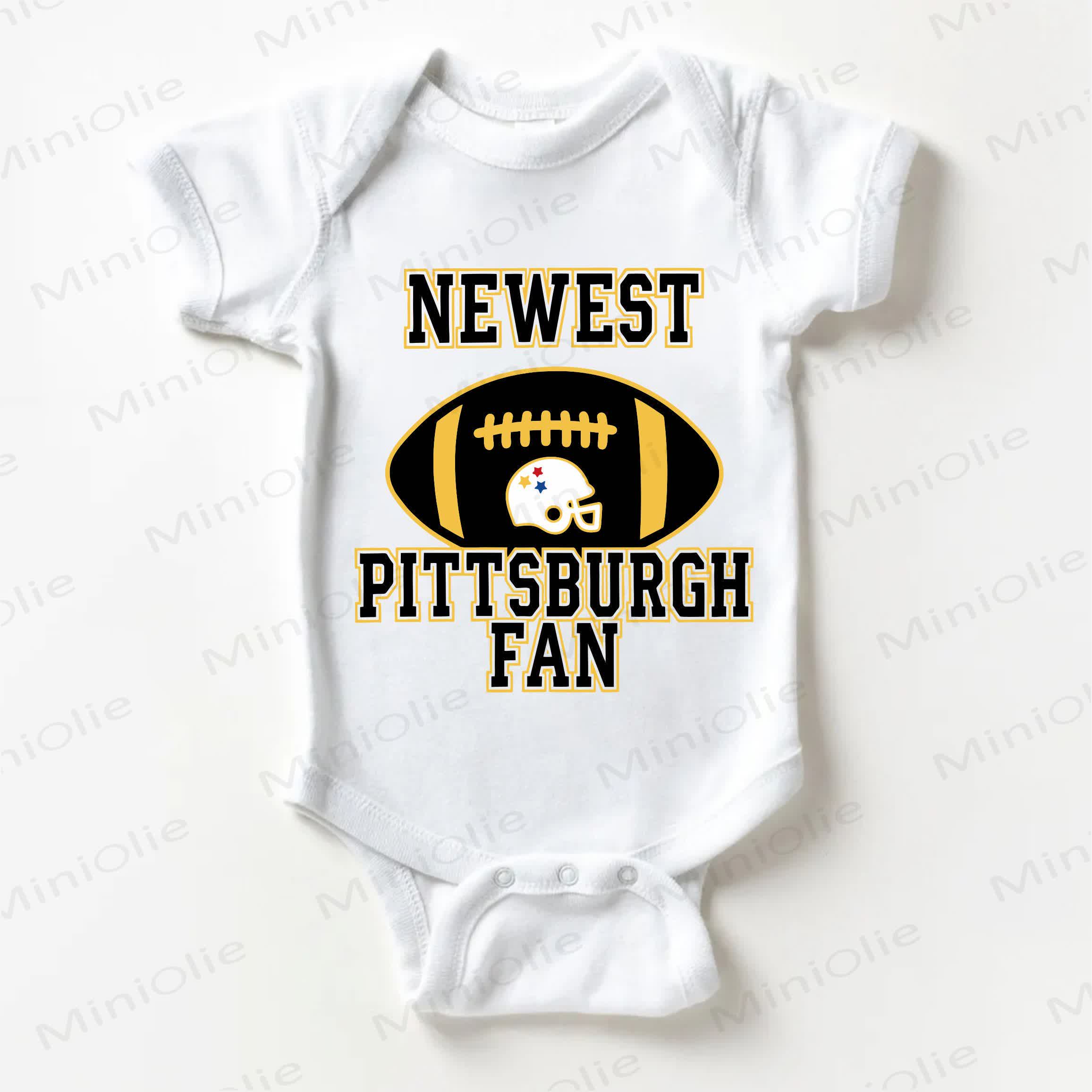 NEWEST PITTSBURGH FAN Baby Rugby White Bodysuit - White - 18-24M - image 1