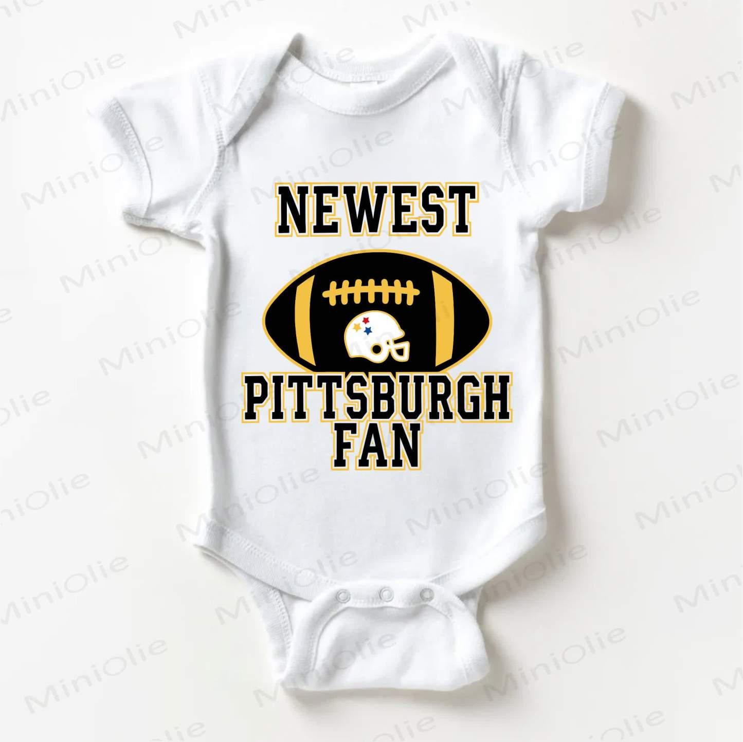NEWEST PITTSBURGH FAN Baby Rugby White Bodysuit - White - 18-24M - image 1