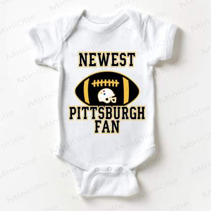 NEWEST PITTSBURGH FAN Baby Rugby White Bodysuit - White - 18-24M - image 1