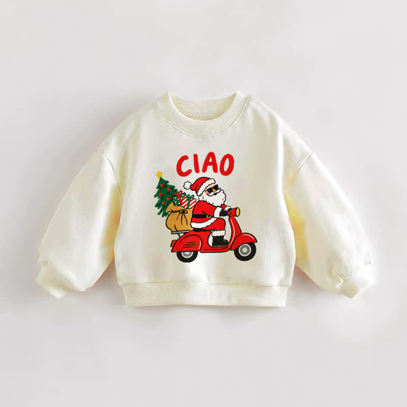 CIAO Baby Toddler Driving Santa Cream Sweatshirt - Cream - 3-5T - image 1
