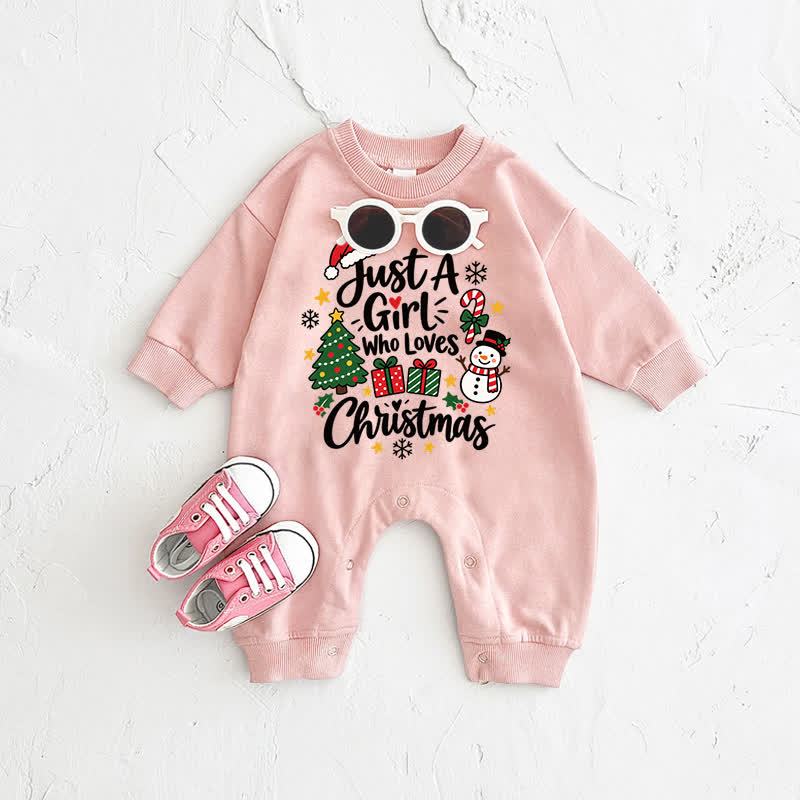 JUST A GIRL WHO LOVES CHRISTMAS Baby Pink Romper - Pink - 2-3T - image 1