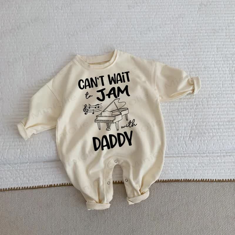 CAN'T WAIT JAM WITH DADDY Baby Toddler Beige Romper - Beige - 2-3T - image 1