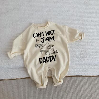 CAN'T WAIT JAM WITH DADDY Baby Toddler Beige Romper - Beige - 2-3T - image 1