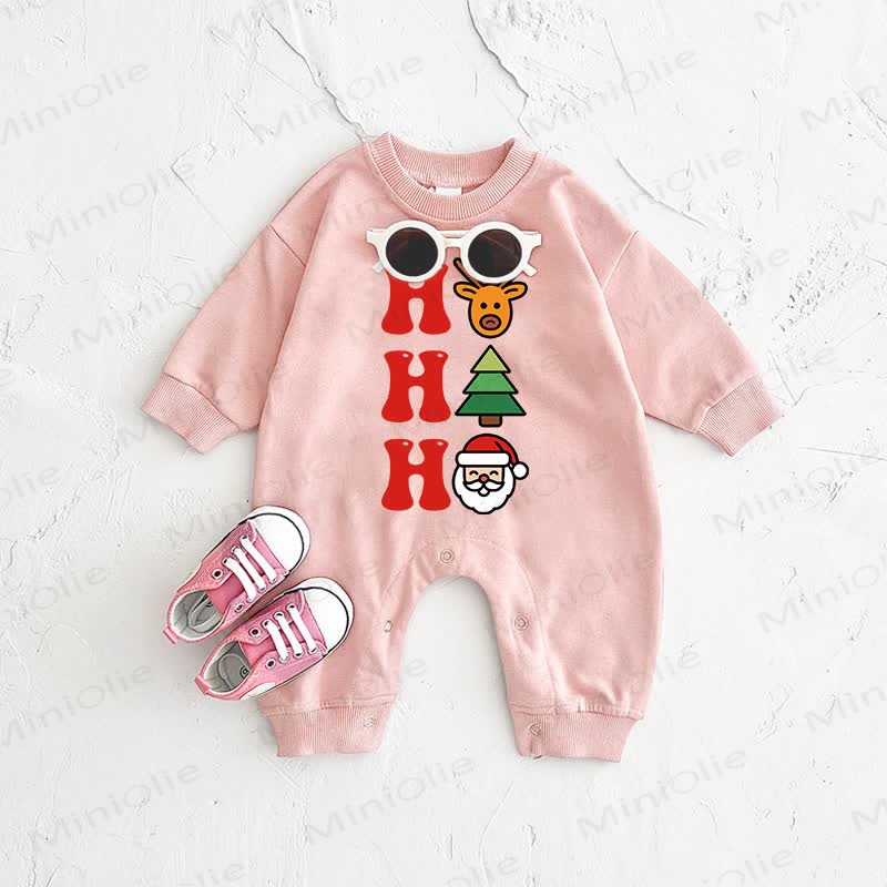 Baby Christmas Deer Tree Santa Pink Romper - Pink - 2-3T - image 1