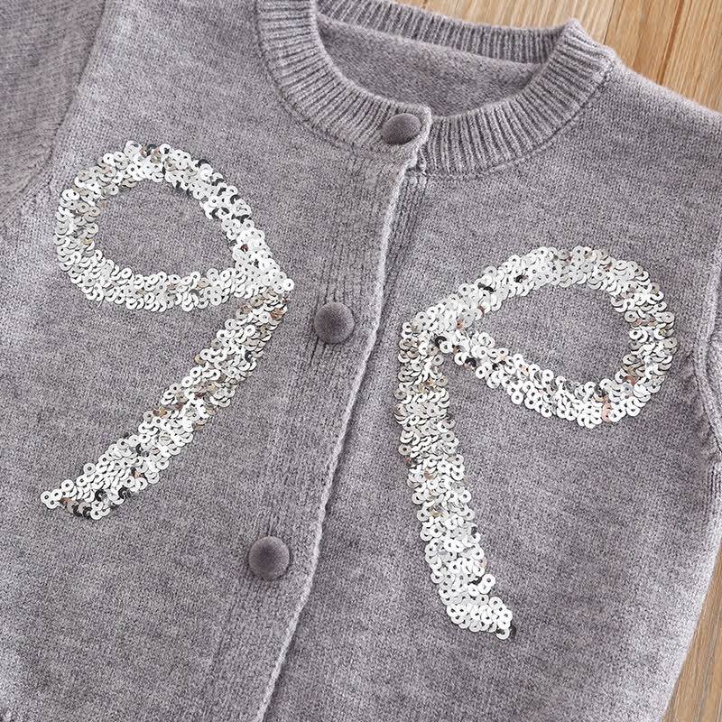 Toddler Girl Bow Sequin Cardigan and Skirt 2-piece Set - image 5