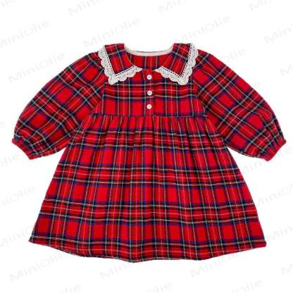 Toddler Girl Tartan Lace Collar Dress - image 8
