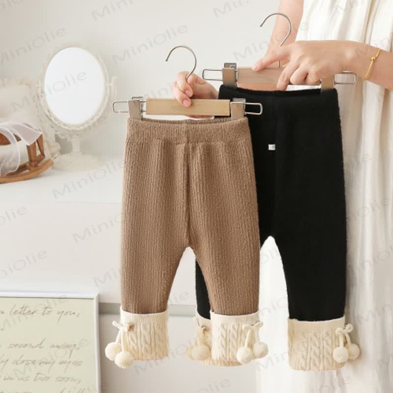 Toddler Girl Ribbed with Fluffy Balls Leggings - image 1