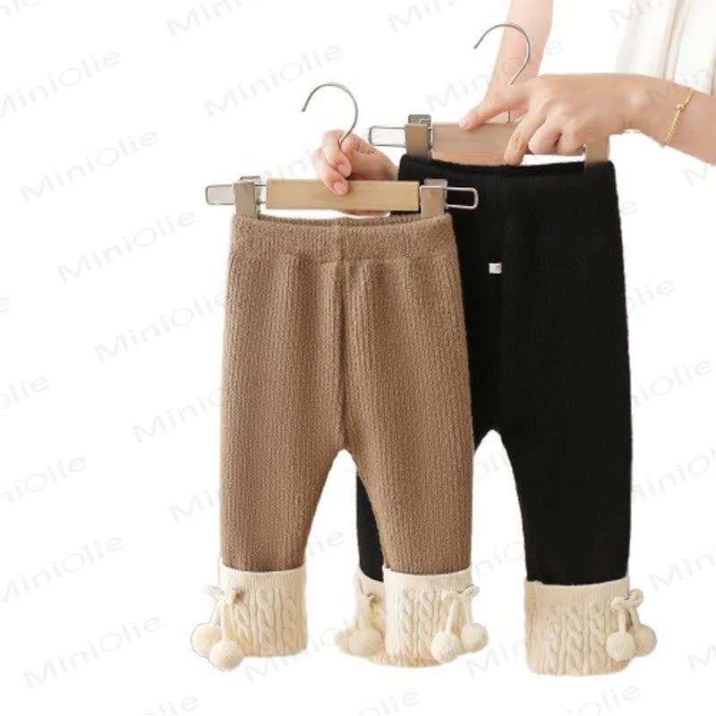 Toddler Girl Ribbed with Fluffy Balls Leggings - image 4