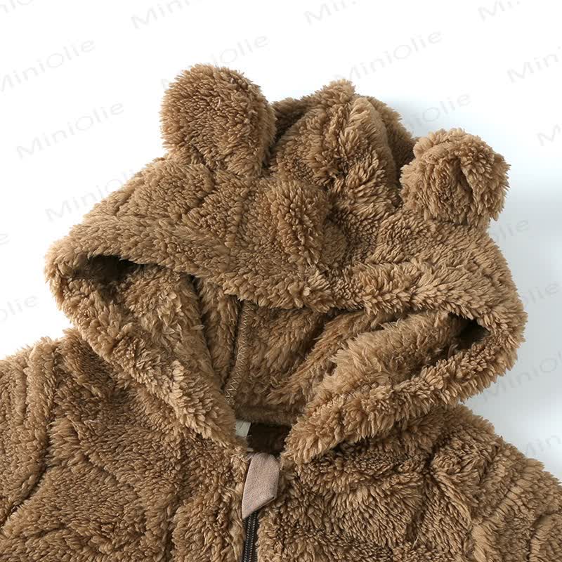 Baby Love Bear Ear Hooded Fleece Romper - image 9