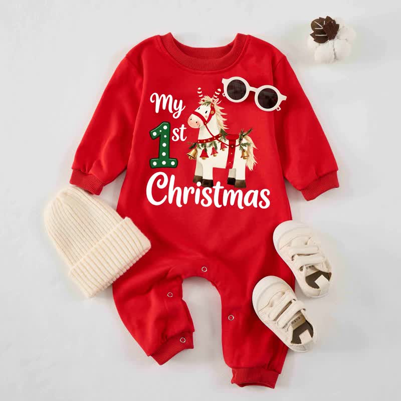 MY 1ST CHRISTMAS Baby Red Romper - Red - 2-3T - image 1