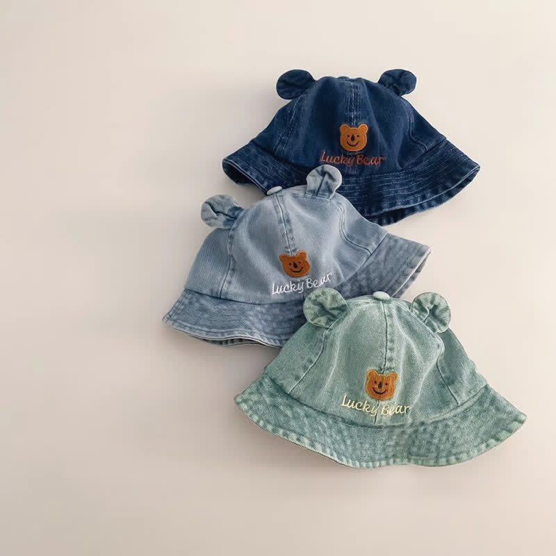 LUCKY BEAR Baby Denim Bear Bucket Hat - image 1