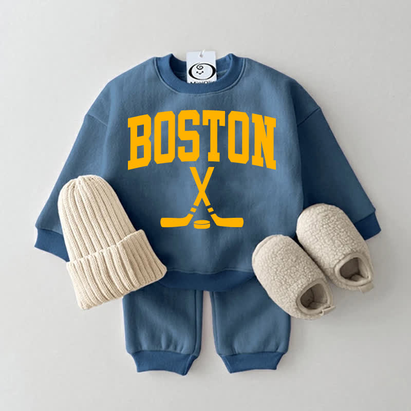 BOSTON Baby Hockey Blue Sweatshirt 2-piece Set - Blue - 2-3T - image 1