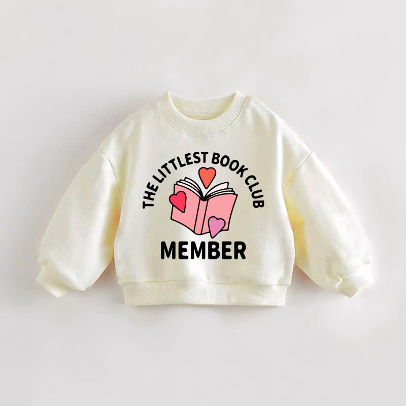 THE LITTLEST BOOK CLUB MEMBER Baby Toddler Book Print Cream Sweatshirt - Cream - 3-5T - image 1