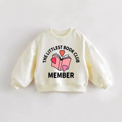 THE LITTLEST BOOK CLUB MEMBER Baby Toddler Book Print Cream Sweatshirt - Cream - 3-5T - image 1