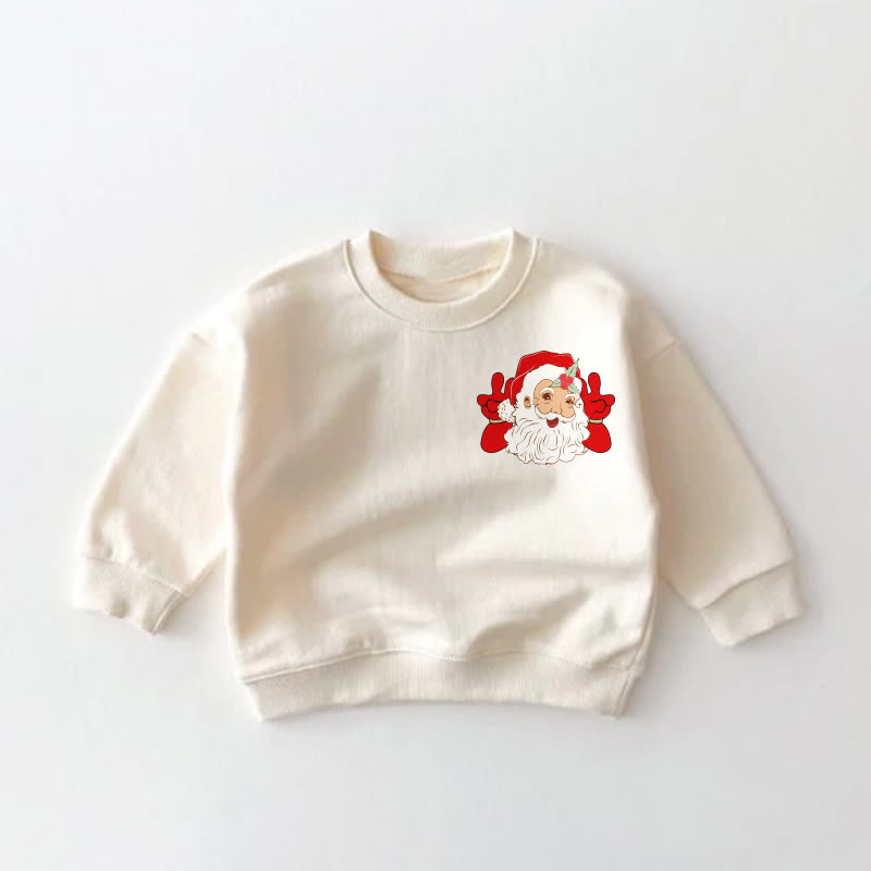 THS' THE SEASON Baby Toddler Santa Print Cream Sweatshirt - image 2