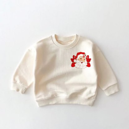 THS' THE SEASON Baby Toddler Santa Print Cream Sweatshirt - image 2
