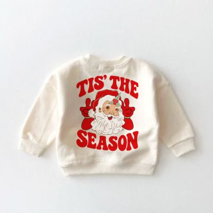 THS' THE SEASON Baby Toddler Santa Print Cream Sweatshirt - image 3