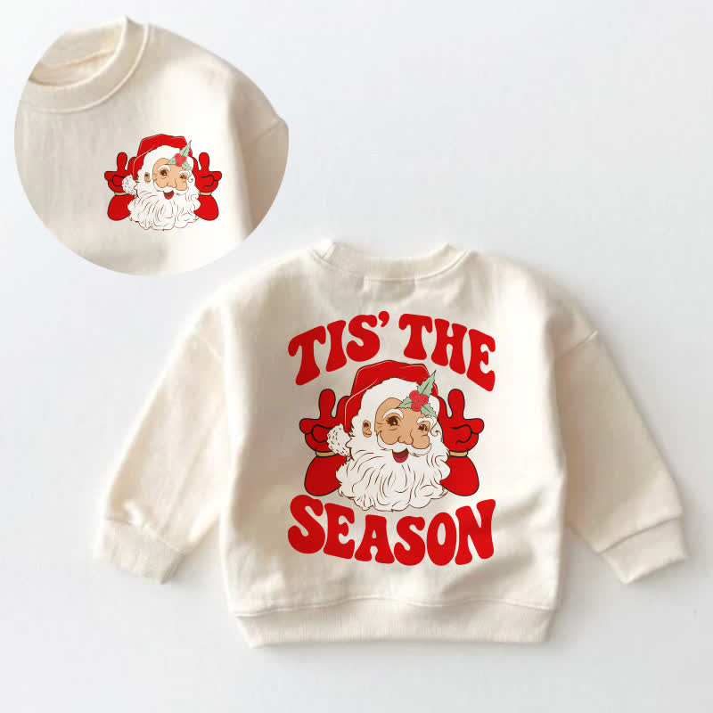 THS' THE SEASON Baby Toddler Santa Print Cream Sweatshirt - Cream - 3-5T - image 1