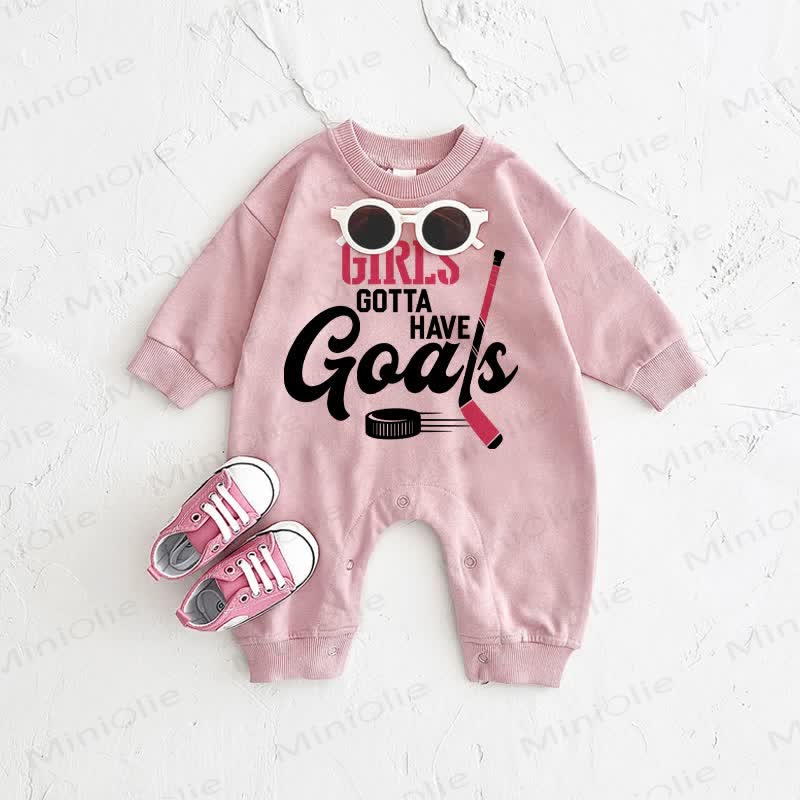 GIRL'S GOTTA HAVE GOALS Baby Ice Hockey Pink Romper - Pink - 2-3T - image 1