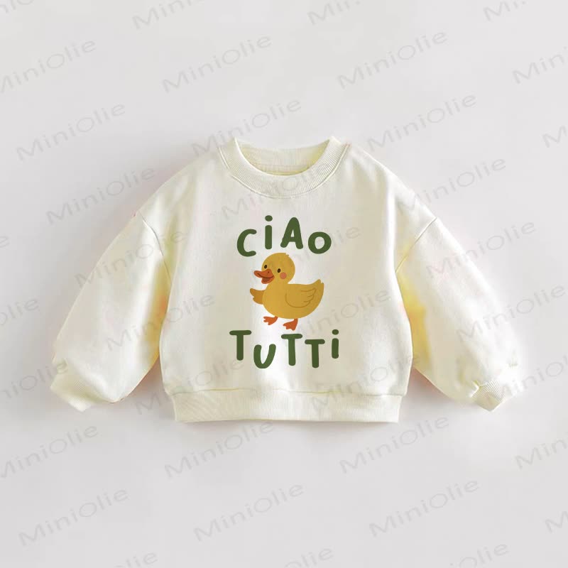 CIAO TUTTI Baby Toddler Duck Cream Sweatshirt - Cream - 3-5T - image 1