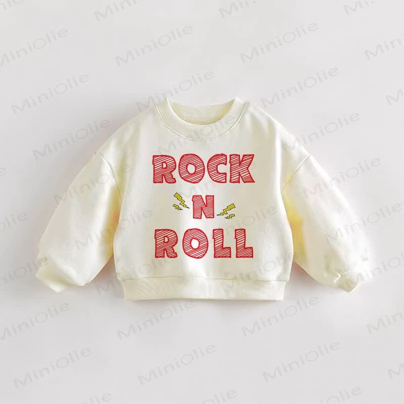 ROCK N ROLL Baby Toddler Cream Sweatshirt - Cream - 3-5T - image 1