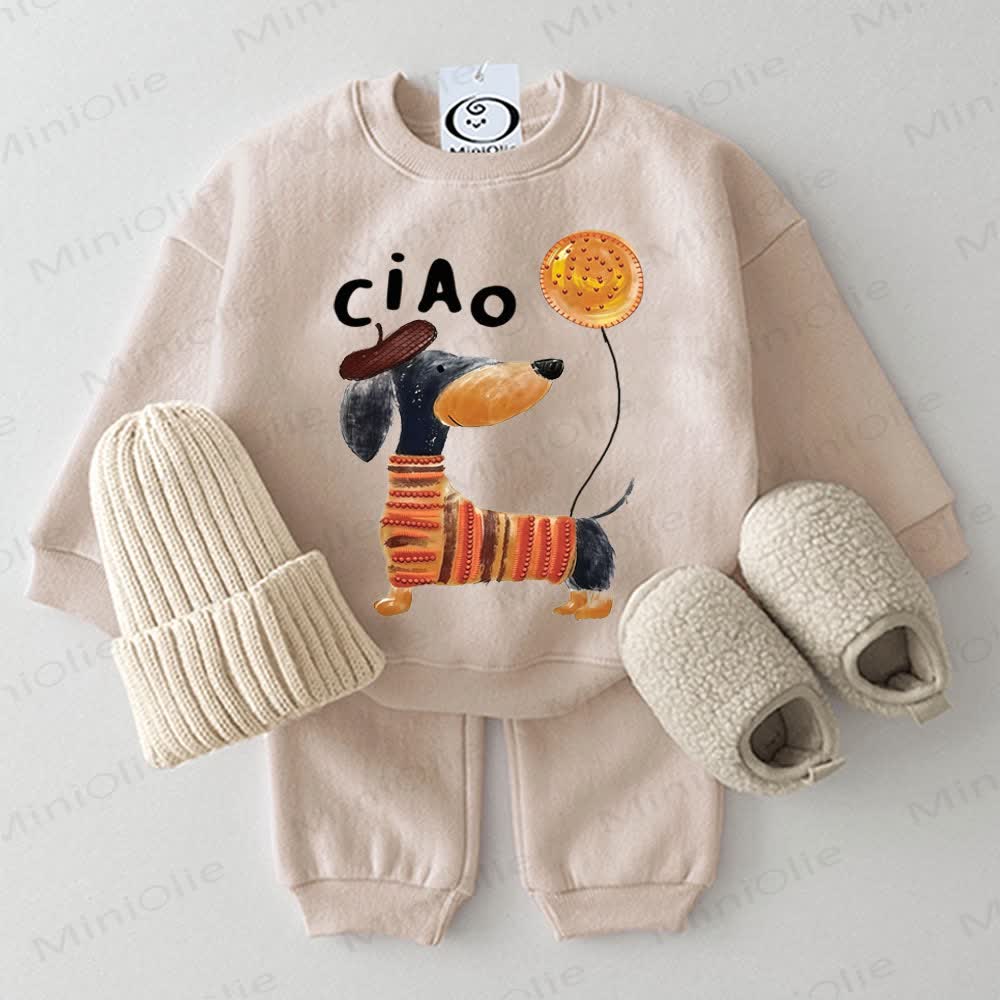 CIAO Baby Daschund 2-piece Beige Set - Beige - 2-3T - image 1