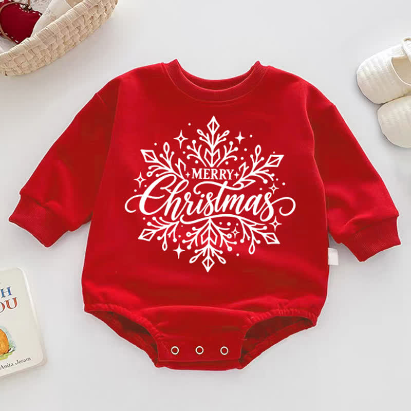 MERRY CHRISTMAS Baby Snowflake Red Bodysuit - Red - 18-24M - image 1