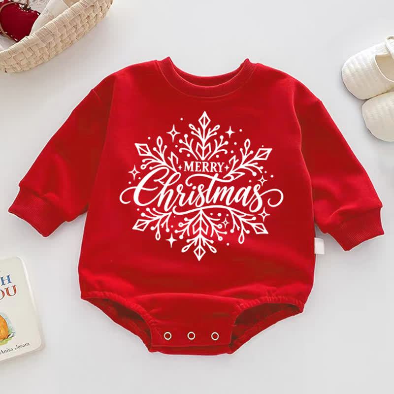 MERRY CHRISTMAS Baby Snowflake Red Bodysuit - Red - 18-24M - image 1
