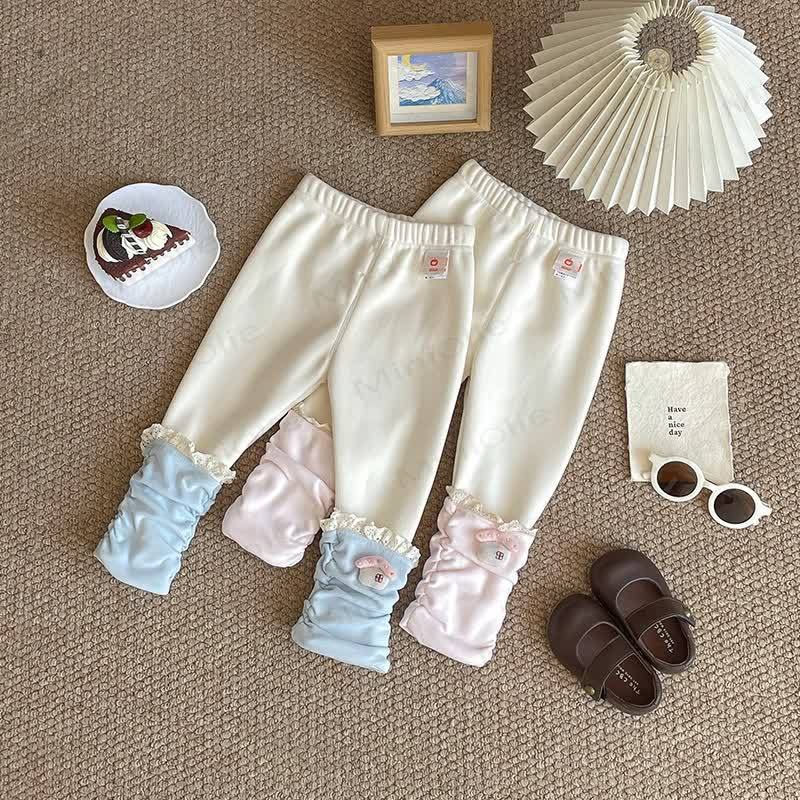 Toddler Girl Fleece Contrasting Color Pile Lace Leggings - image 2