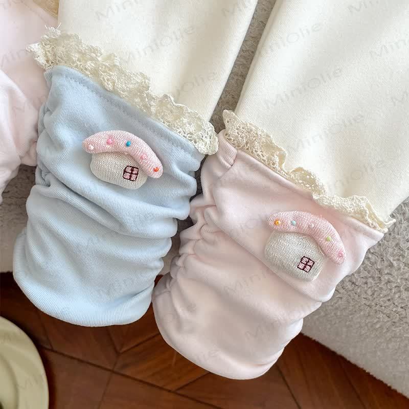 Toddler Girl Fleece Contrasting Color Pile Lace Leggings - image 3